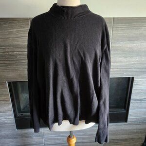 Cotton Ginny Black Turtleneck | Classic Cotton Long Sleeve | XL